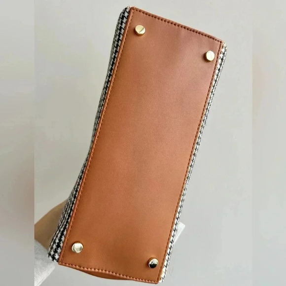 a new day Satchel Handbag,Multicolored/Brown/Green/White Houndstooth Crossbody - Picture 10 of 15